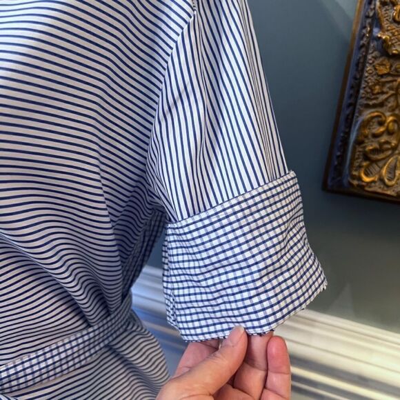 EUC‎ Hinson Wu Charlie Refined Cotton Stripe Check Shirt Style Midi Dress SMALL - Picture 8 of 10